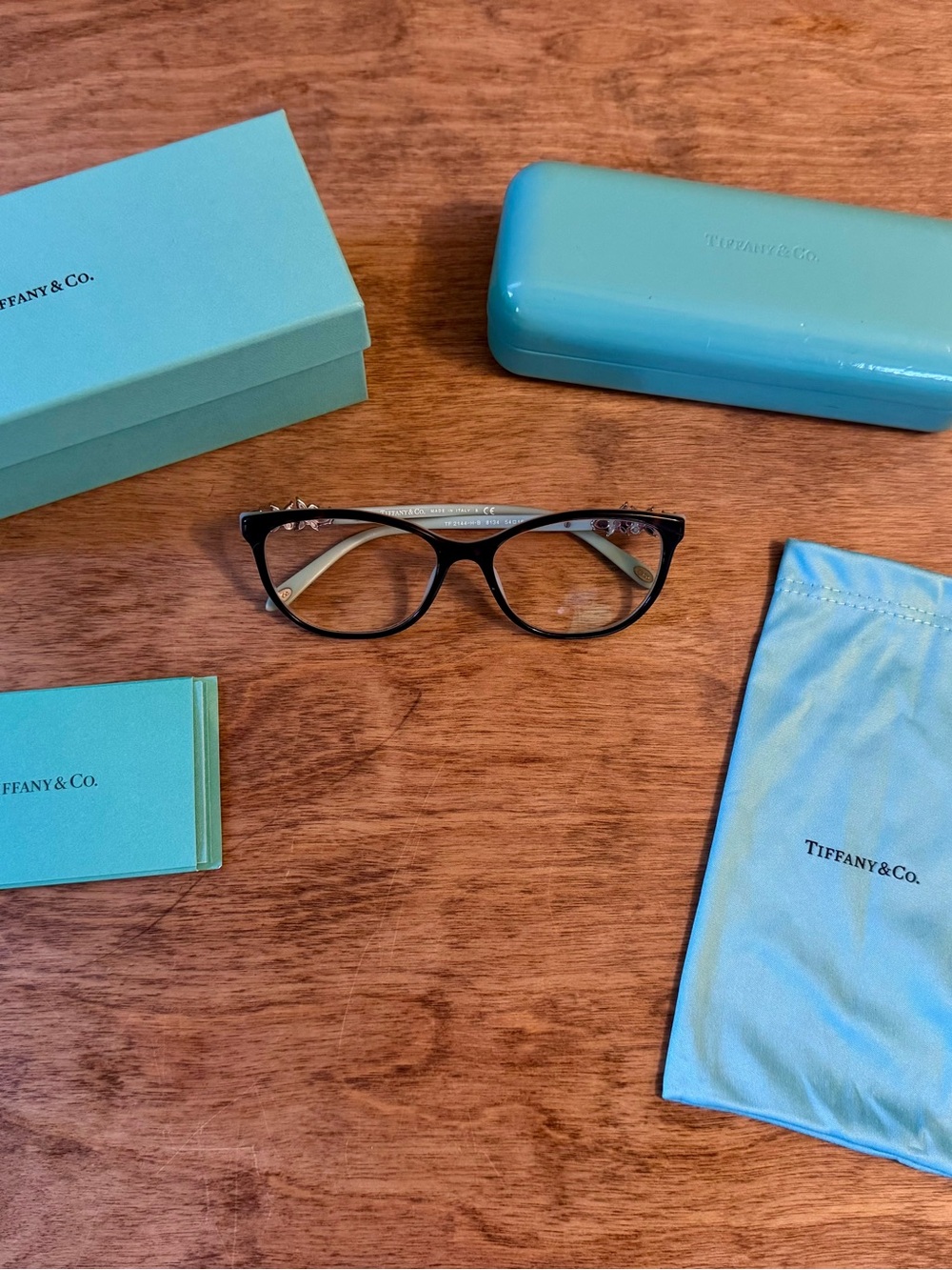 Tiffany & Co. Black Cat-Eye Optical Glasses with Signature Blue Case